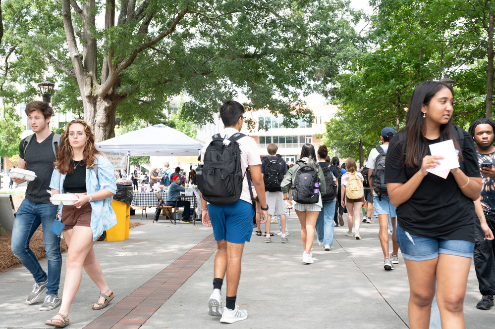 Students walking on campus