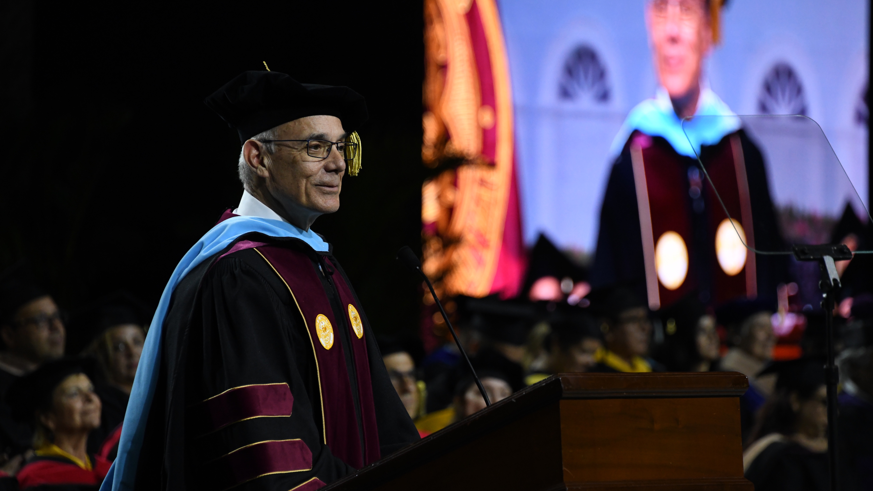 Rafael L. Bras Delivers Commencement Address at Universidad del Sagrado Corazón, May 2019. 