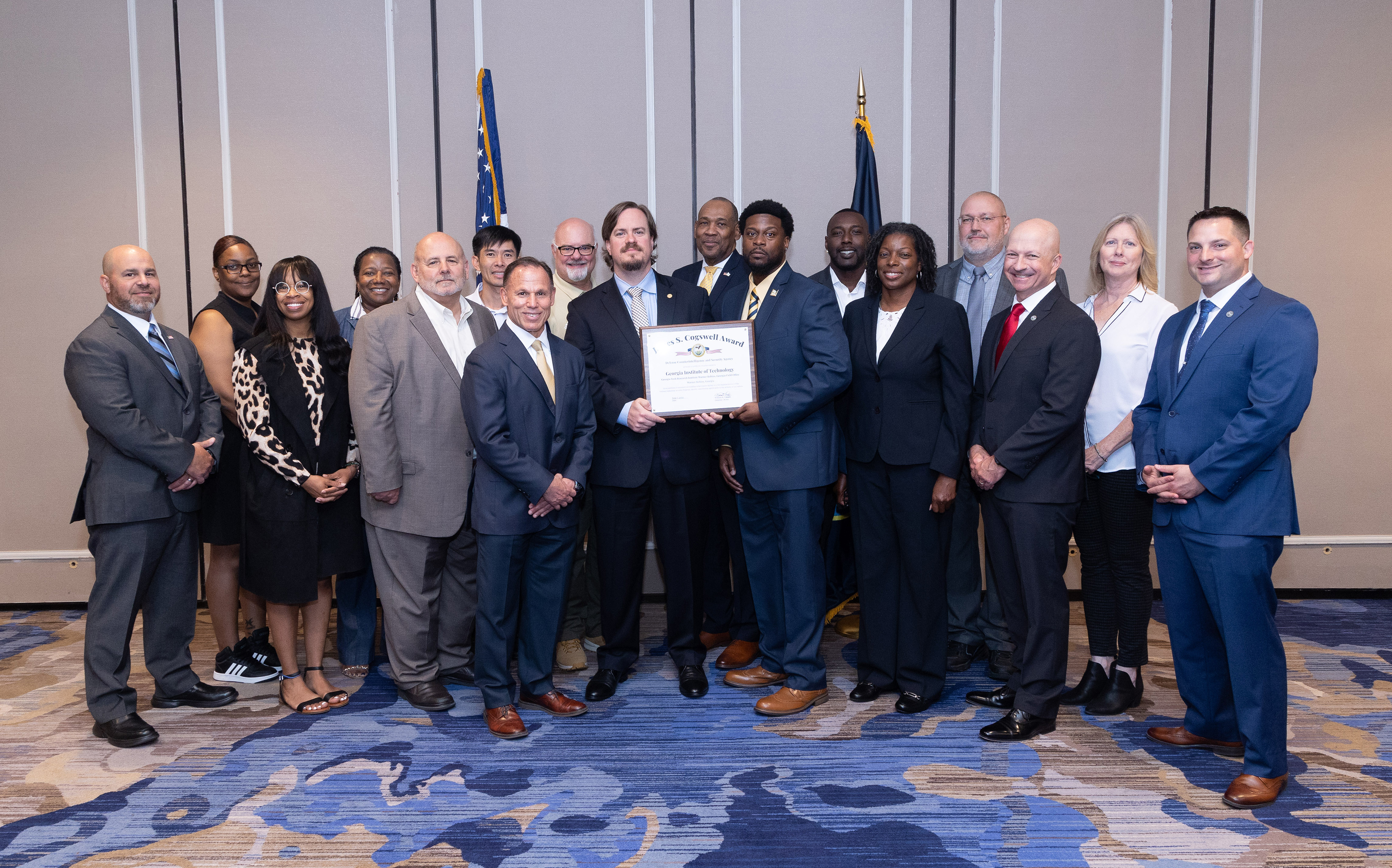 GTRI's Warner Robins Field Office is among the organizations recently receiving a Cogswell Award for industrial security. The award was presented at the annual NCMS training seminar. (Photo courtesy of DCSA)
